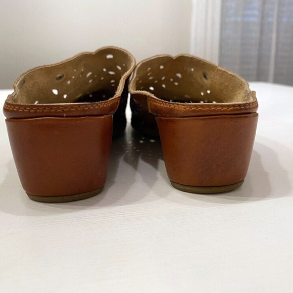 Pikolinos Women's Wedge Mule Slip On Leather Laser Cut Brown Wedges Size 6 / 6.5 - Picture 4 of 8